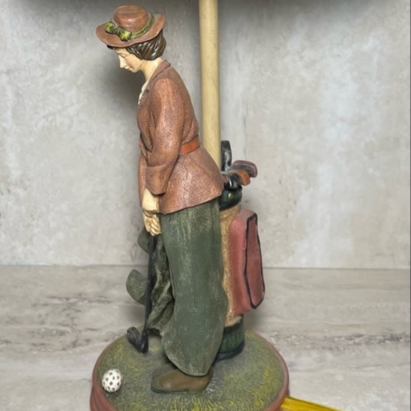 "Extremely Rare" & Unique Vintage Lady Golfer Lamp & Shade 15” Homestead Shoppe - Picture 6 of 8